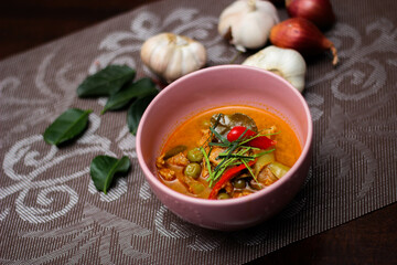 Panang Curry With Pork. Thai food that is popular among families and is a popular street food food that Thai people like.