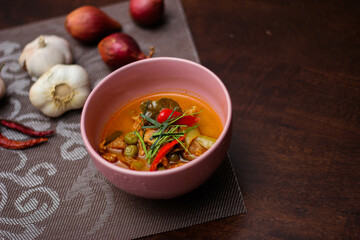 Panang Curry With Pork. Thai food that is popular among families and is a popular street food food that Thai people like.