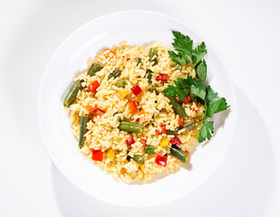 vegetarian dish. rice with vegetables