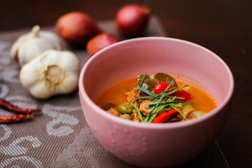 Panang Curry With Pork. Thai food that is popular among families and is a popular street food food that Thai people like.