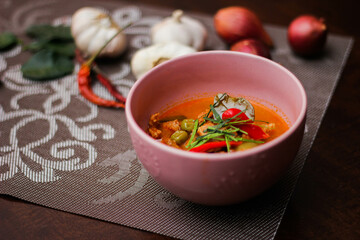 Panang Curry With Pork. Thai food that is popular among families and is a popular street food food that Thai people like.
