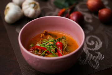 Panang Curry With Pork. Thai food that is popular among families and is a popular street food food that Thai people like.