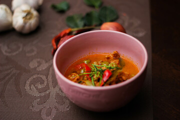 Panang Curry With Pork. Thai food that is popular among families and is a popular street food food that Thai people like.
