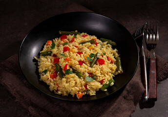 vegetarian dish. rice with vegetables