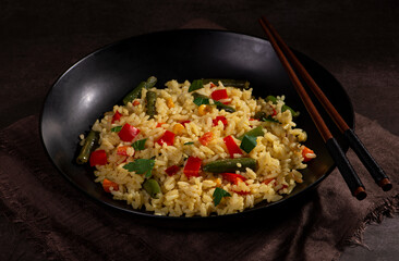 vegetarian dish. rice with vegetables