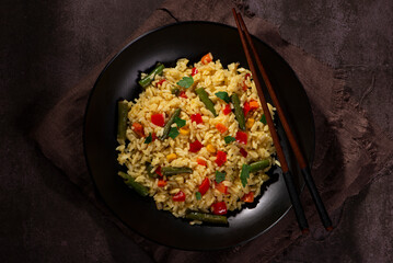 vegetarian dish. rice with vegetables