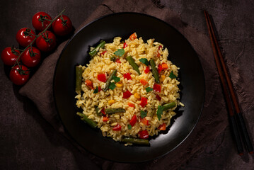 vegetarian dish. rice with vegetables