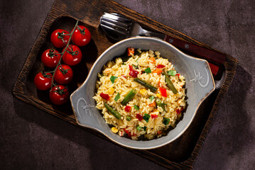 vegetarian dish. rice with vegetables
