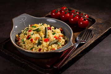 vegetarian dish. rice with vegetables