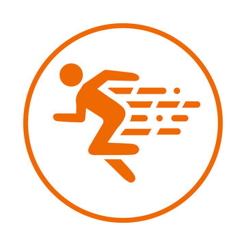 Sport, run, sports icon. Orange vector sketch.