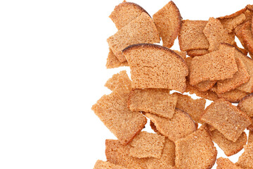 heap of rye crackers isolated on white background
