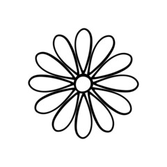 Flower icon. Black contour linear silhouette. Top view in front. Vector simple flat graphic hand drawn illustration. Isolated object on a white background. Isolate.