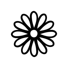 Flower icon. Black contour linear silhouette. Top view in front. Vector simple flat graphic hand drawn illustration. Isolated object on a white background. Isolate.