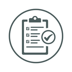Quality, control, list icon. Gray vector sketch.