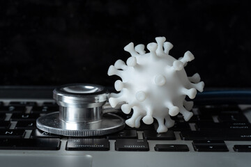 Corona virus toy with medical concept.