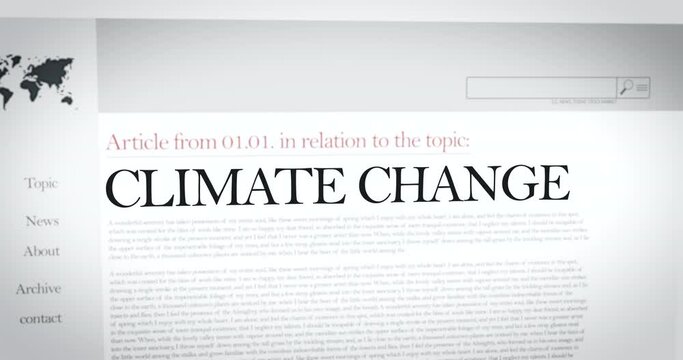 Climate change news international press articles with slow zoom. Global warming consequences of  earth destruction