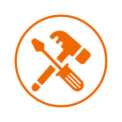 Repair, hand tools, setting, tool, tools icon. Orange vector sketch.
