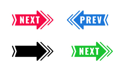 Color Arrows with world Next and previous. Modern Red and black arrow right and left.