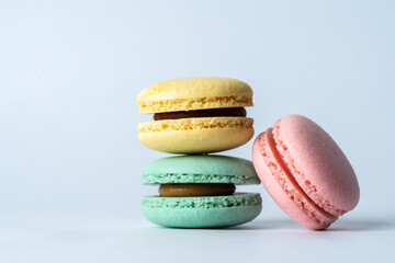 Macaroni stacking with white background