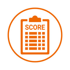 Score, scorecard icon. Orange vector sketch.