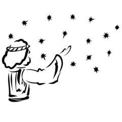 Abraham and many stars, promise from God, black outline