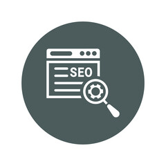 Search, optimization, engine icon. Gray vector sketch.