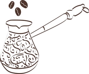 Turkish coffee brewing outline vector icon. Symbol, logo illustration. 