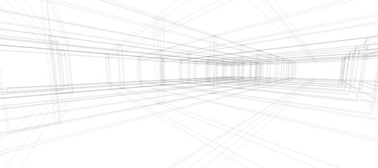 Architecture Structure grid wireframe on white background abstract digital technology space design