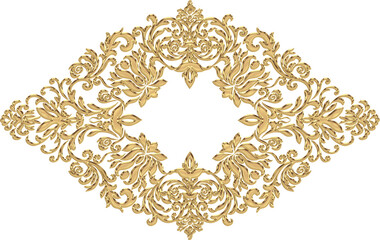 3D-image gold classic swirl central ornament for ceiling decoration