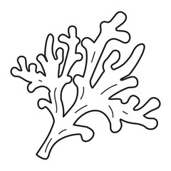 Coral Doodle black and white illustration, coloring page