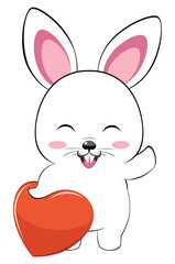 White bunny with heart