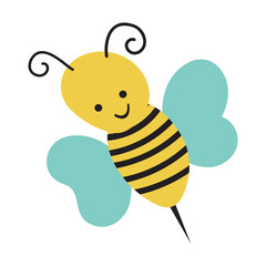 Bee in naive style. Cartoon Vector Illustration