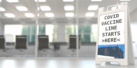 COVID-19 vaccination centre signboard with flag of Estonia. 3D rendering