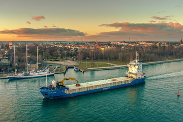 general cargo ship in port gdansk 