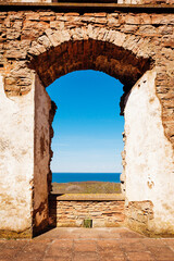window in the old castle wall horizon 