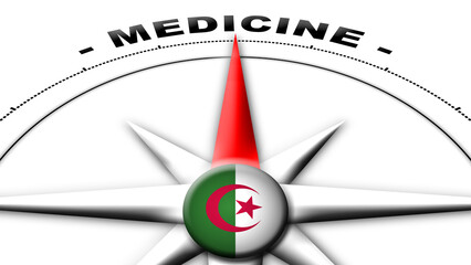 Algeria Globe Sphere Flag and Compass Concept Medicine Titles – 3D Illustration