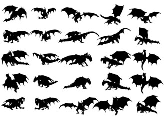 25 poses of dragon silhouette vector edition 2