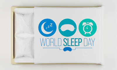 World Sleep day is observed every year in March, intended to be a celebration of sleep and a call to action on important issues related to sleep. 3D Rendering