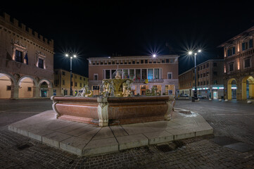 Italy, January 2022: overview of the Piazza del Popolo in Pesaro