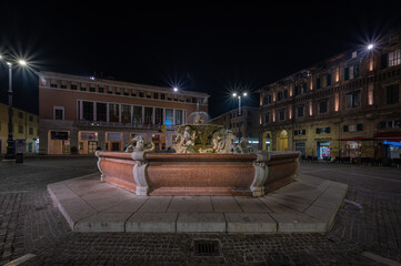 Italy, January 2022: overview of the Piazza del Popolo in Pesaro