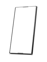 frameless modern smartphone with blank copy space, side view,isolated on white background