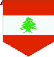 Stylish Lebanese Red Flag with Cedar- Vector Icon Illustration Isolated