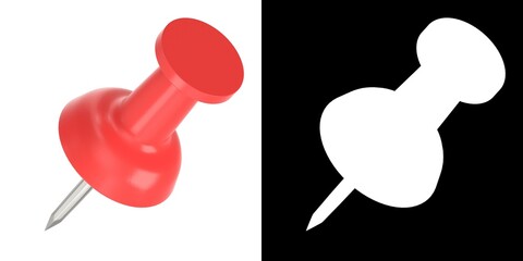 3D rendering illustration of a push pin