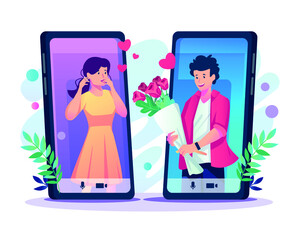 Online Dating Flat Illustration - Agnytemp