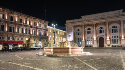 Fototapeta na wymiar Italy, January 2022: overview of the Piazza del Popolo in Pesaro