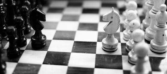 Chess Pieces on a Board for Competition and Winning Success