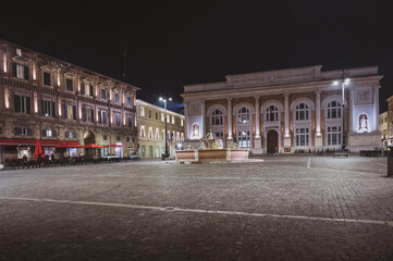 Fototapeta na wymiar Italy, January 2022: overview of the Piazza del Popolo in Pesaro