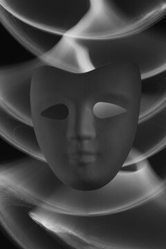 Mask with Black and White Light Ribbons IV