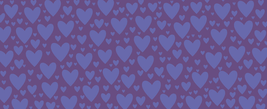 Happy Valentine's Day. Romantic background for the decoration of the lovers' holiday. Love. hearts on a purple background. color very peri