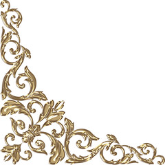 3D-image gold classic swirl corner ornament for ceiling decoration